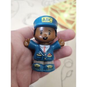 Fisher Price Little People ABC Train Conductor Teal Black Blue